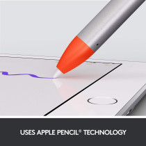 Logitech Crayon Digital Pencil For All iPads (2022 Releases And Later) With Apple Pencil Technology, Anti-roll Design, And Dynamic Smart tip, Grey/Orange