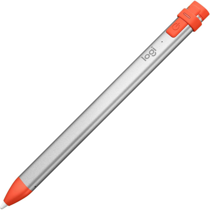Logitech Crayon Digital Pencil For All iPads (2022 Releases And Later) With Apple Pencil Technology, Anti-roll Design, And Dynamic Smart tip, Grey/Orange