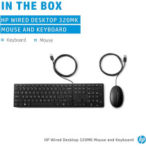 HP 320MK Wired Desktop Mouse and Keyboard Combo, 9SR36AA, Black