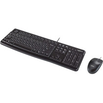 Logitech MK120 Wired Keyboard And Mouse For Windows, Optical Wired Mouse, USB Plug-and-Play, Full-Size, PC/Laptop, English Layout, Black