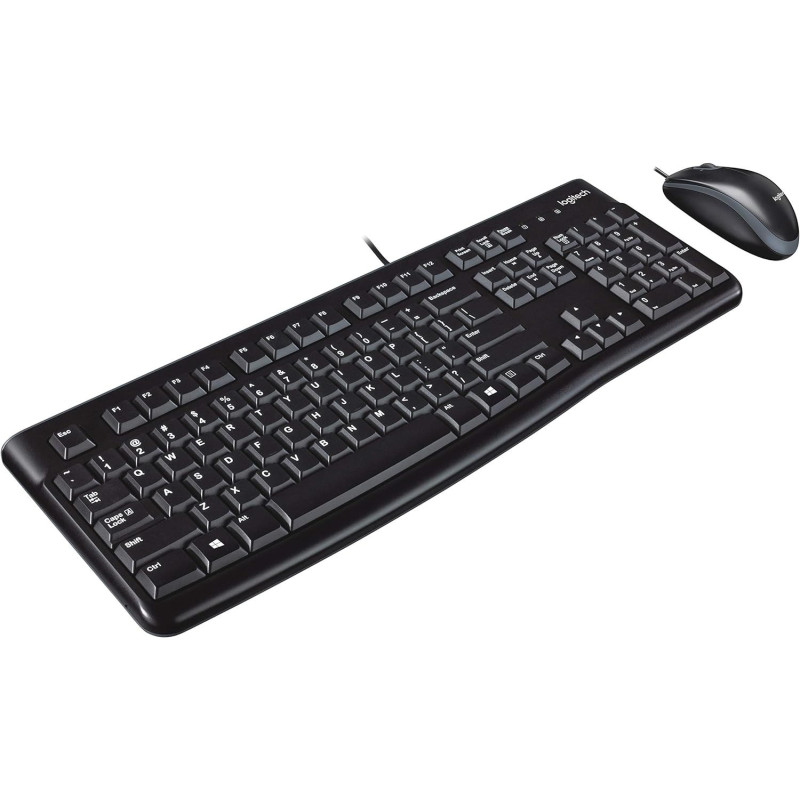 Logitech MK120 Wired Keyboard And Mouse For Windows, Optical Wired Mouse, USB Plug-and-Play, Full-Size, PC/Laptop, English Layout, Black