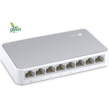 TP-Link 8 Port 10/100Mbps Fast Ethernet Switch Desktop Ethernet Splitter Ethernet Hub, Plug And Play, Fanless Quiet, Desktop Design, Green Technology Unmanaged (TL-SF1008D), White