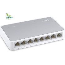 TP-Link 8 Port 10/100Mbps Fast Ethernet Switch Desktop Ethernet Splitter Ethernet Hub, Plug And Play, Fanless Quiet, Desktop Design, Green Technology Unmanaged (TL-SF1008D), White