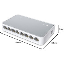 TP-Link 8 Port 10/100Mbps Fast Ethernet Switch Desktop Ethernet Splitter Ethernet Hub, Plug And Play, Fanless Quiet, Desktop Design, Green Technology Unmanaged (TL-SF1008D), White