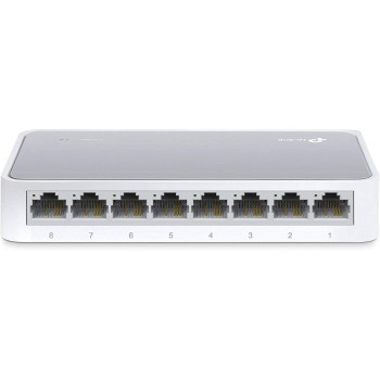 TP-Link 8 Port 10/100Mbps Fast Ethernet Switch Desktop Ethernet Splitter Ethernet Hub, Plug And Play, Fanless Quiet, Desktop Design, Green Technology Unmanaged (TL-SF1008D), White