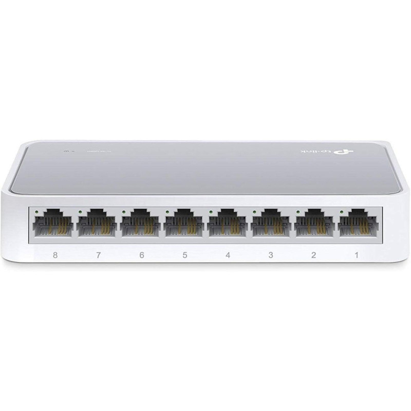 TP-Link 8 Port 10/100Mbps Fast Ethernet Switch Desktop Ethernet Splitter Ethernet Hub, Plug And Play, Fanless Quiet, Desktop Design, Green Technology Unmanaged (TL-SF1008D), White