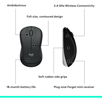 Logitech MK540 Advanced Wireless Keyboard and Mouse Combo for Windows, 2.4 GHz Unifying USB-Receiver, Multimedia Hotkeys, For PC, Laptop, Arabic Layout, Black