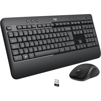 Logitech MK540 Advanced Wireless Keyboard and Mouse Combo for Windows, 2.4 GHz Unifying USB-Receiver, Multimedia Hotkeys, For PC, Laptop, Arabic Layout, Black