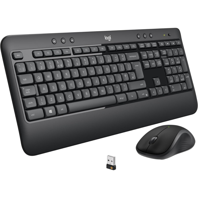 Logitech MK540 Advanced Wireless Keyboard and Mouse Combo for Windows, 2.4 GHz Unifying USB-Receiver, Multimedia Hotkeys, For PC, Laptop, Arabic Layout, Black