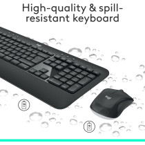 Logitech MK540 Wireless Keyboard and Mouse Combo for Windows, 2.4 GHz Wireless with Unifying USB-Receiver, Wireless Mouse, Multimedia Hot Keys, PC/Laptop, Black