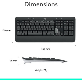 Logitech MK540 Wireless Keyboard and Mouse Combo for Windows, 2.4 GHz Wireless with Unifying USB-Receiver, Wireless Mouse, Multimedia Hot Keys, PC/Laptop, Black