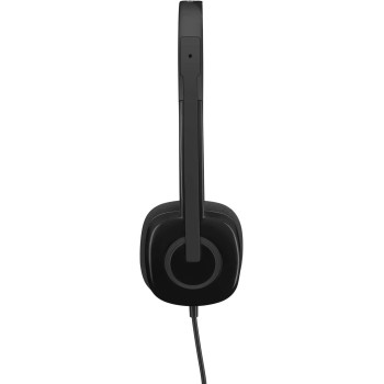 Logitech H151 Wired Headset, Stereo Headphones with Rotating Noise Cancelling Microphone, 3.5 mm Audio Jack, In Line Controls, PC/Mac/Laptop/Tablet/Smartphone Black, 981-000587, S,M,L