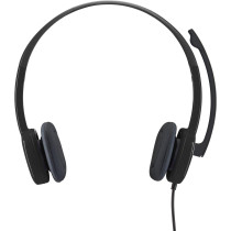 Logitech H151 Wired Headset, Stereo Headphones with Rotating Noise Cancelling Microphone, 3.5 mm Audio Jack, In Line Controls, PC/Mac/Laptop/Tablet/Smartphone Black, 981-000587, S,M,L
