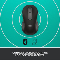 Logitech Signature M650 L Full Size Wireless Mouse For Large Sized Hands, Smart Wheel Scrolling, Bluetooth, Silent Clicks, Customizable Side Buttons, Contoured Shape, Black