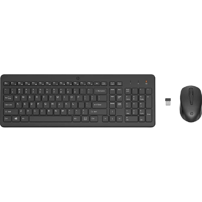 HP 330 Wireless Black Keyboard and Mouse Set with Numeric Keypad, 2.4GHz Wireless Connection and 1600 DPI, USB Receiver, LED Indicators, Black