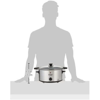 Russell Hobbs Slow Cooker, 3.5L With Searing Pot, 3 Heat Settings, Non-Slip Feet, Dishwasher Safe, Silver, 1 Year Warranty