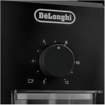 DeLonghi Electric Coffee Grinder With Fineness Selector, Burr Grinding System, 12 Cups Capacity, 79 Kg, Black, 1 Year Warranty