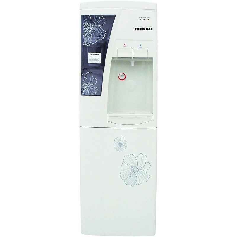 Nikai Water Dispenser Hot And Cold-Water Option With Cabinet, Stainless Steel Tank, Compressor Cooling, Anti-Spill System, CFC-Free, Low Noise Design, Single Tap Design, Anti-Bacterial, NWD1208C1, 1 Year Warranty