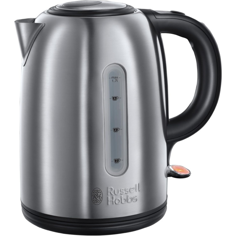 Russell Hobbs Snowdon Kettle, 1.7L, 3000W, Stainless Steel, Rapid Boil, Perfect Pour, Auto Shut-Off, Cordless, Silver, 1 Year Warranty