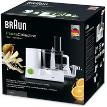 Braun Food Processor, 600 Watts, Ultra Quiet Powerful Motor, 15 Speed Settings, 2L Capacity, Dough Tool, Mini Chopper, Includes 7 Attachment Blades And Chopper/Citrus Juicer FP 3020, White, 1 Year Warranty