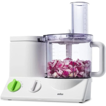 Braun Food Processor, 600 Watts, Ultra Quiet Powerful Motor, 15 Speed Settings, 2L Capacity, Dough Tool, Mini Chopper, Includes 7 Attachment Blades And Chopper/Citrus Juicer FP 3020, White, 1 Year Warranty