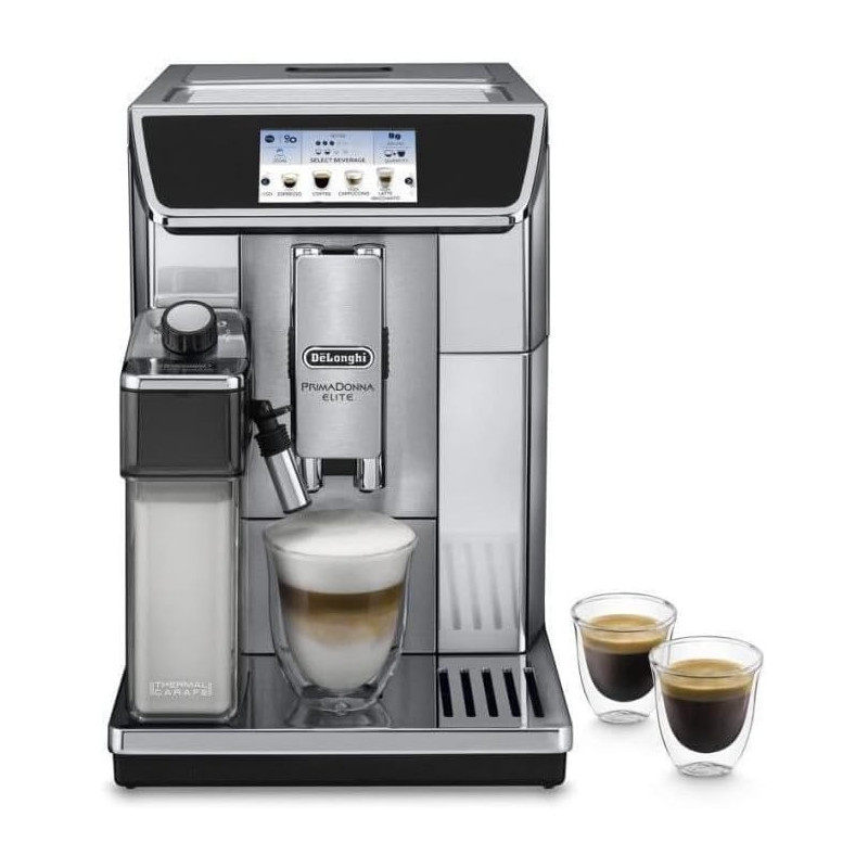DeLonghi Primadonna Elite Fully Automatic Coffee Machine, Silver, E650.75, 1 Year Warranty