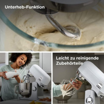 Kenwood Stand Mixer Premium Kitchen Machine Kmix 1000W With 5L Stainless Steel Bowl, K-Beater, Whisk, Dough Hook, Splashguard, Spatula, Unique Fold Function, Smart Speed Control, KMX750WH, White, 1 Year Warranty