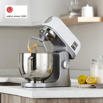 Kenwood Stand Mixer Premium Kitchen Machine Kmix 1000W With 5L Stainless Steel Bowl, K-Beater, Whisk, Dough Hook, Splashguard, Spatula, Unique Fold Function, Smart Speed Control, KMX750WH, White, 1 Year Warranty