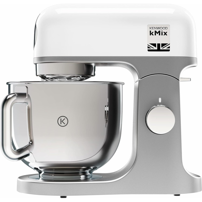 Kenwood Stand Mixer Premium Kitchen Machine Kmix 1000W With 5L Stainless Steel Bowl, K-Beater, Whisk, Dough Hook, Splashguard, Spatula, Unique Fold Function, Smart Speed Control, KMX750WH, White, 1 Year Warranty