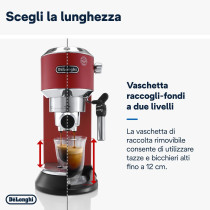 DeLonghi Dedica Pump Espresso Manual Coffee Machine, Cappuccino/Latte Macchiato With Milk Frother Thermo Block Heating System For Accurate Temperature, EC685.R, Red, 1 Year Warranty