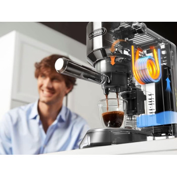 DeLonghi Dedica Pump Espresso Manual Coffee Machine Cappuccino/Latte Macchiato With Milk Frother Thermo Block Heating System For Accurate Temperature, EC685.M, Metal, 1 Year Warranty