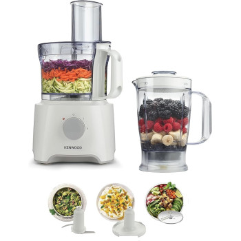 Kenwood Food Processor 800W Multi-Functional With Reversible Stainless Steel Disk/Blender/Whisk, White, 1 Year Warranty