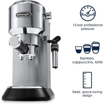 DeLonghi America, EC685M, Dedica Deluxe Espresso, Silver, 1 Year Warranty