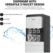 Nikai Bottom Loading Water Dispenser With Pump And 3 Tap Design Hot, Normal, Cold Compressor Cooling, Bottom Loading, Anti-Bacterial, Stainless Steel Tank, Low Noise, Anti-Spill System, NWD2000Bl, 1 Year Warranty