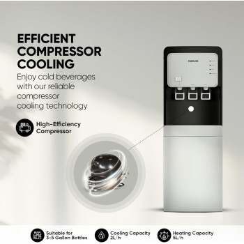 Nikai Bottom Loading Water Dispenser With Pump And 3 Tap Design Hot, Normal, Cold Compressor Cooling, Bottom Loading, Anti-Bacterial, Stainless Steel Tank, Low Noise, Anti-Spill System, NWD2000Bl, 1 Year Warranty