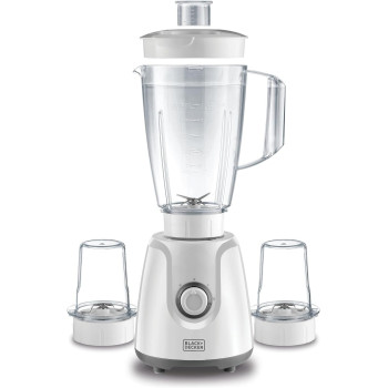 Black+Decker 400W Blender With Grinder Mill And Chopper Mill, White, BX4000-B5, 1 Year Warranty
