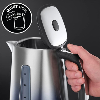 Russell Hobbs Eclipse Electric Kettle, 1.7L, 300W, Rapid Boil, Quiet, Perfect Pour, Stainless Steel, Midnight, Blue, 1 Year Warranty