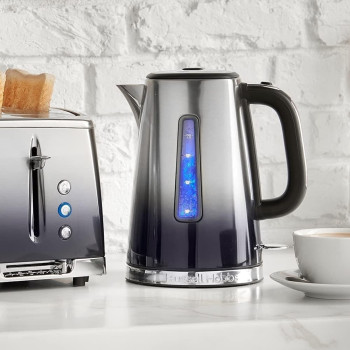 Russell Hobbs Eclipse Electric Kettle, 1.7L, 300W, Rapid Boil, Quiet, Perfect Pour, Stainless Steel, Midnight, Blue, 1 Year Warranty