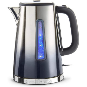 Russell Hobbs Eclipse Electric Kettle, 1.7L, 300W, Rapid Boil, Quiet, Perfect Pour, Stainless Steel, Midnight, Blue, 1 Year Warranty