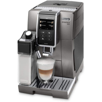 DeLonghi Dinamica Plus Bean To Cup Fully Automatic Coffee Machine With Built In Grinder, Americano, Cappuccino, Latte, Macchiato And Espresso Maker For Home And Office, ECAM370.95.T, Titanium, 1 Year Warranty