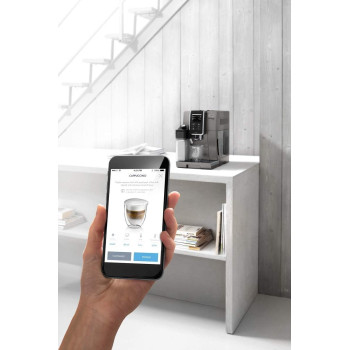 DeLonghi Dinamica Plus Bean To Cup Fully Automatic Coffee Machine With Built In Grinder, Americano, Cappuccino, Latte, Macchiato And Espresso Maker For Home And Office, ECAM370.95.T, Titanium, 1 Year Warranty