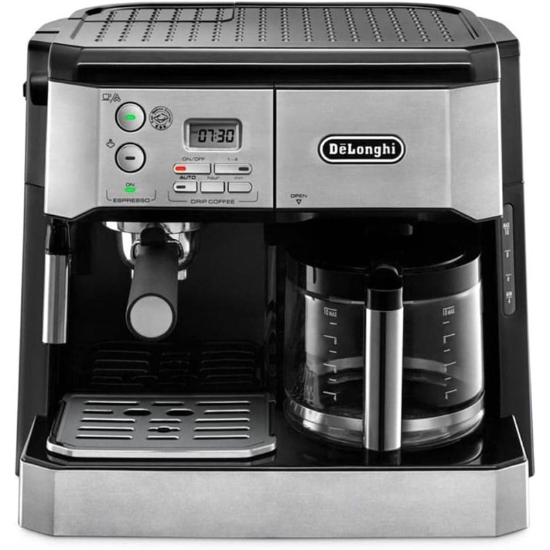 DeLonghi Combi Coffee Machine, Traditional Pump Espresso And Filter Coffee, 1.25 Liter, Bco431.S, Black And Stainless Steel, 1 Year Warranty