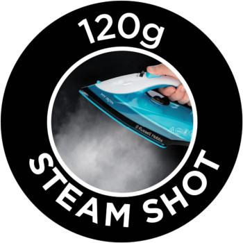 Russell Hobbs My Iron Steam Iron 1800W, Ceramic Soleplate, 260Ml Tank, 2M Cord, Self-Clean, Blue/White, 1 Year Warranty