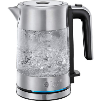 Russell Hobbs Compact Home Small Glass Kettle, 0.85 Litre Cordless Mini Electric Jug, 24191, 1 Year Warranty