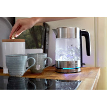 Russell Hobbs Illuminating Glass Electric Kettle, 2200W With Auto Shut Off And Removable Mesh Filter, Compact And Powerful Stainless Steel Kettle For Home And Office Use, 1 Year Warranty