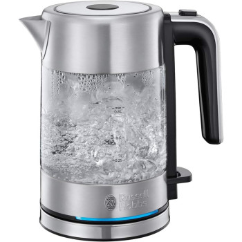 Russell Hobbs Illuminating Glass Electric Kettle, 2200W With Auto Shut Off And Removable Mesh Filter, Compact And Powerful Stainless Steel Kettle For Home And Office Use, 1 Year Warranty