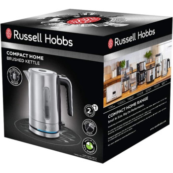 Russell Hobbs, 24190, Compact Electric Kettle, 0.8L, Auto Shut Off, Removable Filter, Illuminating, Stainless Steel, 1 Year Warranty