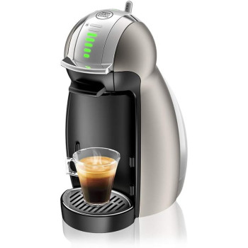 Nescafe Dolce Gusto By De Longhi Genio 2 Automatic Capsule Coffee Machine, Powerful Up To 15 Bar Pressure, Cappuccino, Grande, Tea, Hot Chocolate And Espresso Coffee Maker, EDG465.T, Titanium, 1 Year Warranty