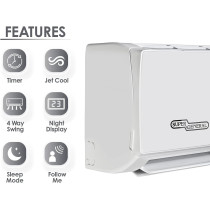 Super General 2.5 Ton Split Air Conditioner, 32000 Btu, Reciprocating Compressor, Auto Restart, Gold Fin, 4-Way Swing, SGS-320-HE, White, 134 X 45 X 38 CM, 1 Year Warranty