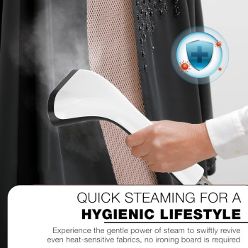 Nikai 2 Stages Garment Steamer 1800W 1.6 Liters, Adjustable Telescopic Poles, Dual Steam Levels Large Water Tank Up To 50 Minutes Steaming 45 Second Rapid Preheat, White, 1 Year Warranty